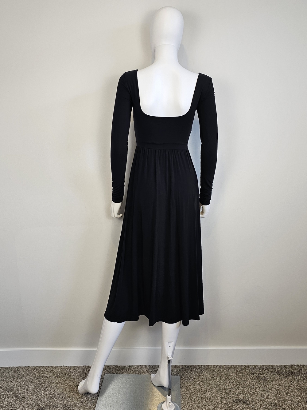 Wilfred Aritzia Market Black Square Neckline A-Line Long Sleeve Dress Sz XS - Picture 6 of 11